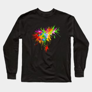 Splat! Vivid Neon Colour Splash Abstract Print Long Sleeve T-Shirt